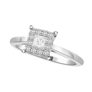 LADIES RING 0.50CT ROUND/PRINCESS DIAMOND 14K WHITE GOLD