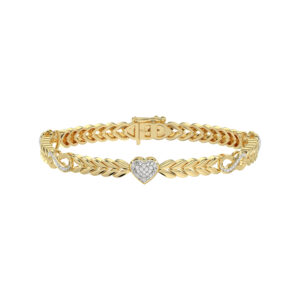 LADIES BRACELET 0.20CT ROUND DIAMOND YELLOW GOLD/STERLING SILVER