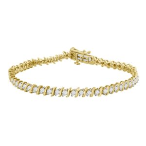 LADIES BRACELET 2.00CT ROUND DIAMOND 14K YELLOW GOLD