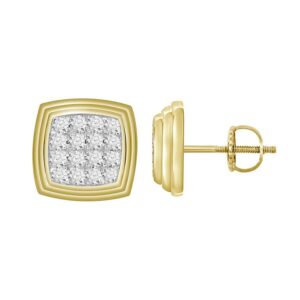LADIES EARRINGS 0.50CT ROUND DIAMOND 10K YELLOW GOLD