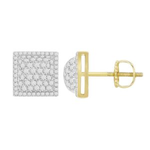 LADIES STUD EARRINGS 1.00CT ROUND DIAMOND 10K YELLOW GOLD