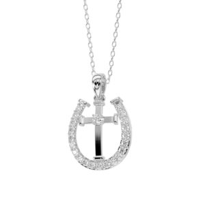 LADIES PENDANT WITH CHAIN 0.20CT ROUND DIAMOND 14K WHITE GOLD
