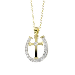 LADIES PENDANT WITH CHAIN 0.20CT ROUND DIAMOND 14K YELLOW GOLD