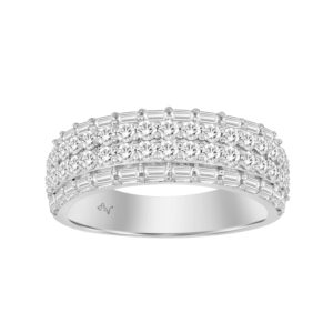 MEN'S  BAND 1.50CT ROUND/BAGUETTE DIAMOND 14K WHITE GOLD