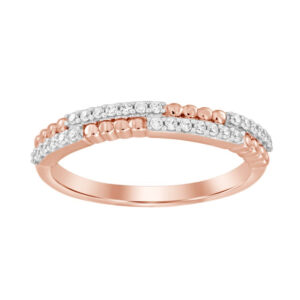 LADIES  BAND 0.15CT ROUND DIAMOND 14K ROSE GOLD