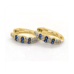 LADIES EARRINGS 1.00CT ROUND/EMERALD DIAMOND 14K YELLOW GOLD (CENTER STONE ROUND DIAMOND-0.50CT)