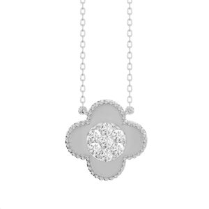 LADIES PENDANT WITH CHAIN 0.25CT ROUND DIAMOND 14K WHITE GOLD