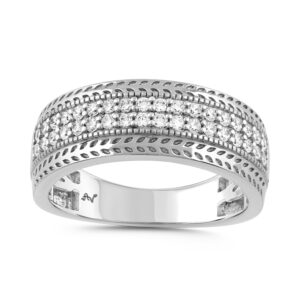 MEN'S BAND 0.50CT ROUND DIAMOND 14K WHITE GOLD