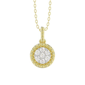 LADIES PENDANT WITH CHAIN 0.10CT ROUND DIAMOND 14K YELLOW GOLD