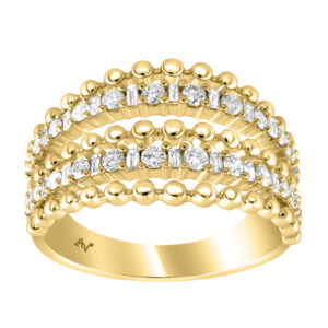 LADIES RING 0.50CT ROUND/BAGUETTE DIAMOND 14K YELLOW GOLD