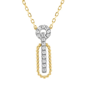 LADIES NECKLACE 0.10CT ROUND DIAMOND 14K YELLOW GOLD