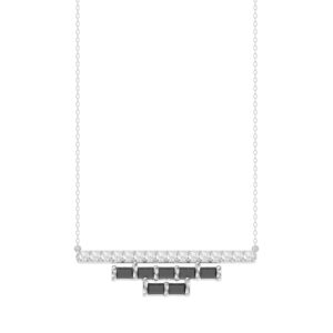 LADIES NECKLACE 0.50CT ROUND/BLACK/BAGUETTE DIAMOND 14K WHITE GOLD