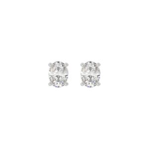 LADIES SOLITAIRE EARRINGS 1/2CT OVAL DIAMOND 14K WHITE GOLD (CENTER STONE OVAL DIAMOND 1/4CT )