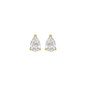 LADIES SOLITAIRE EARRINGS 1/2CT PEAR DIAMOND 14K YELLOW GOLD