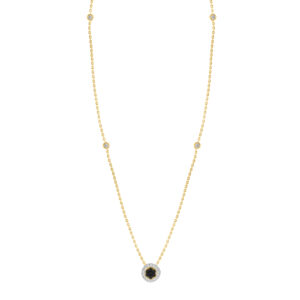 LADIES NECKLACE 0.33CT ROUND/BLACK DIAMOND 14K YELLOW GOLD