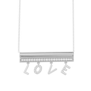 LADIES NECKLACE 0.20CT ROUND DIAMOND 14K WHITE GOLD WITH CHAIN