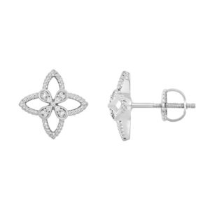 LADIES EARRING 0.20CT ROUND DIAMOND 14K WHITE GOLD