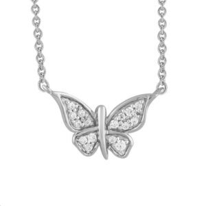 LADIES NECKLACE 0.05CT ROUND DIAMOND 10K WHITE GOLD