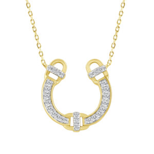 LADIES NECKLACE 0.16CT ROUND DIAMOND 14K YELLOW GOLD