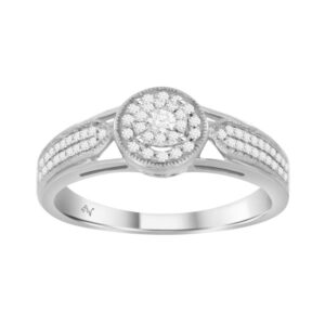 LADIES RING 0.25CT ROUND DIAMOND 10K WHITE GOLD