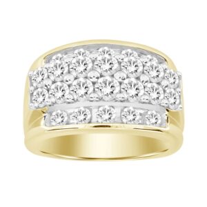 MEN'S RING 3.00CT ROUND DIAMOND 10K YELLOW GOLD