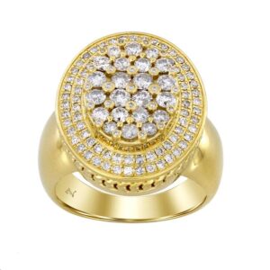 MEN'S RING 2.00CT ROUND DIAMOND 10K YELLOW GOLD