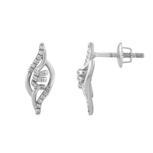 LADIES EARRINGS 0.16CT ROUND DIAMOND 10K WHITE GOLD