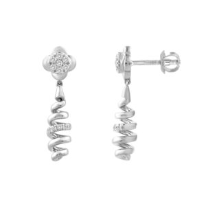 LADIES EARRINGS 0.16CT ROUND DIAMOND 10K WHITE GOLD