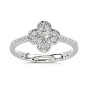 LADIES RING 0.25CT ROUND DIAMOND 10K WHITE GOLD