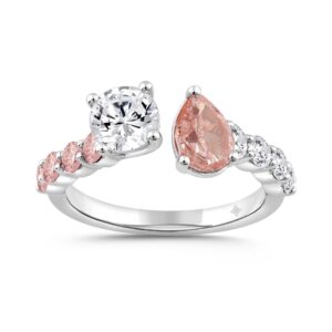 LADIES RING 2 1/4CT ROUND/PEAR DIAMOND 14 K WHITE GOLD (CENTER STONE ROUND/PEAR DIAMOND 3/4CT 3/4CT )