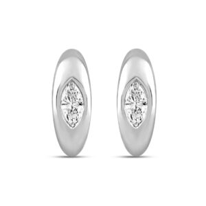 LADIES HOOP EARRINGS 2CT MARQUISE DIAMOND 14K WHITE GOLD