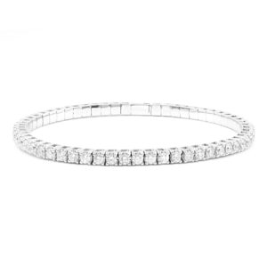 LADIES BANGLE 5CT ROUND DIAMOND 14K WHITE GOLD