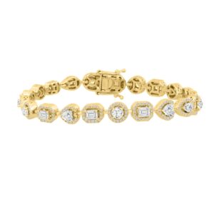 LADIES BRACELET 5 1/2CT ROUND/PEAR/EMERALD/HEART DIAMOND 14K YELLOW GOLD