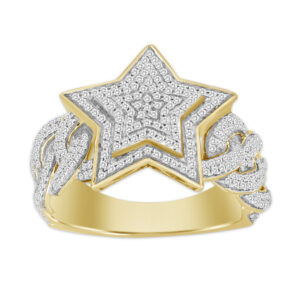 MEN'S RING 0.75CT ROUND DIAMOND 10K YELLOW GOLD
