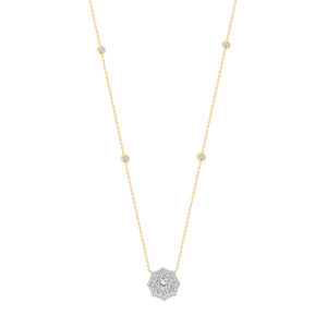 LADIES NECKLACE 1.00CT ROUND DIAMOND 14K YELLOW GOLD