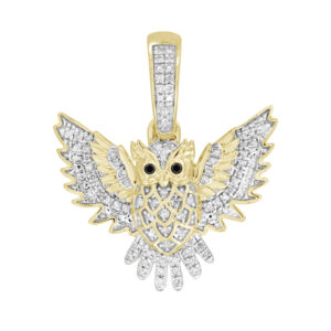 MEN'S PENDANT 0.16CT ROUND/BLACK DIAMOND 10K YELLOW GOLD