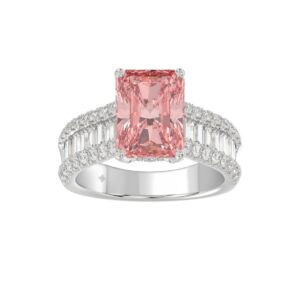 14K WHITE GOLD 4.00CT ROUND/RADIANT/BAGUETTE DIAMOND LADIES RING  (CENTER STONE RADIANT DIAMOND 3CT)