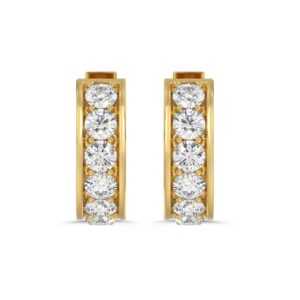 10K YELLOW GOLD 1.00CT ROUND DIAMOND LADIES HOOP EARRING