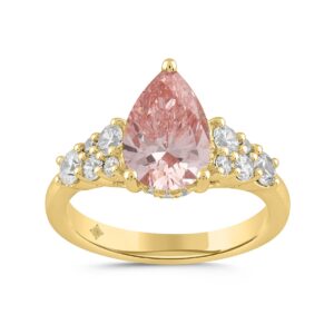 14K YELLOW GOLD 2 3/4CT ROUND/PEAR DIAMOND LADIES RING (CENTER STONE PEAR DIAMOND 2CT)