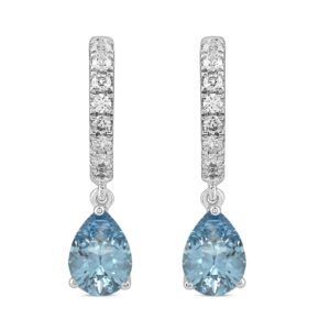 14K WHITE GOLD 2.00CT ROUND/PEAR DIAMOND LADIES EARRINGS