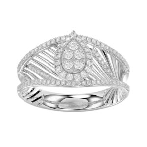 LADIES RING 0.50CT ROUND DIAMOND 14K WHITE GOLD