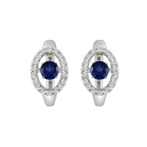 14K WHITE GOLD 3/4CT ROUND DIAMOND LADIES HOOPS EARRING