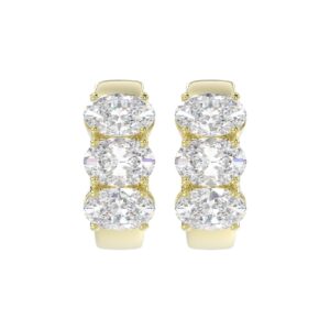 14K YELLOW GOLD 3.00CT OVAL DIAMOND LADIES HOOP EARRINGS