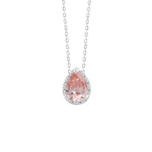 LADIES PENDANT 1 1/4CT ROUND/PEAR DIAMOND 14K WHITE GOLD WITH CHAIN (CENTER STONE PEAR DIAMOND 1CT)