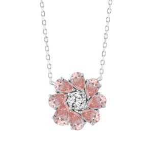 LADIES NECKLACE  4 1/2CT ROUND/PEAR DIAMOND 14K WHITE GOLD