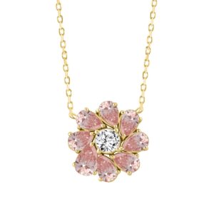 LADIES NECKLACE  4 1/2CT ROUND/PEAR DIAMOND 14K YELLOW GOLD