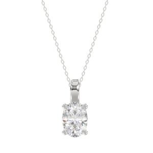 LADIES SOLITAIRE PENDANT 2CT OVAL DIAMOND 14K WHITE GOLD
