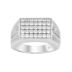 MEN'S RING 1CT ROUND DIAMOND 14K WHITE GOLD