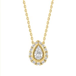 10K YELLOW GOLD 1/3CT ROUND/PEAR DIAMOND LADIES NECKLACE