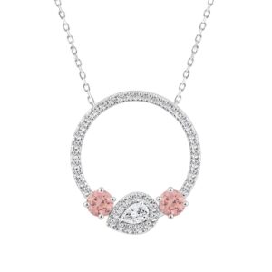 14K WHITE GOLD 1.00CT ROUND/PEAR DIAMOND LADIES NECKLACE